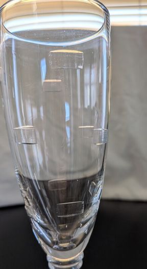 Pair Tall Etched Champagne Flutes Geometric Glass Toasting Glasses 25cm