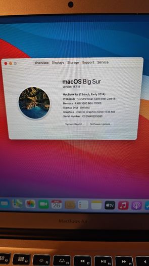 Macbook Air 13" 2014 A1466 | New Battery | I5 | 4gb Ram | 128gb Ssd | Big Sur