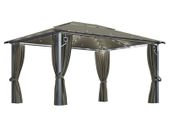 Gazebo with Curtain and String Lights 400x300 cm Taupe Aluminium
