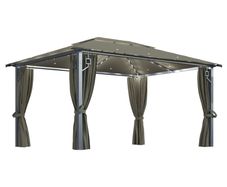 Gazebo with Curtain and String Lights 400x300 cm Taupe Aluminium