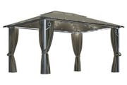 Gazebo with Curtain and String Lights 400x300 cm Taupe Aluminium