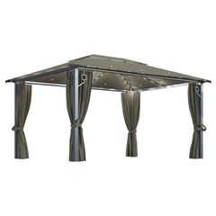 Gazebo with Curtain and String Lights 400x300 cm Taupe Aluminium