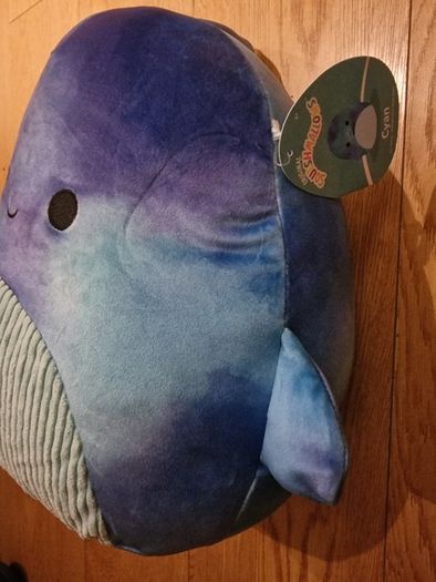 Squishmallows Sea Life Squad Cyan Whale, 7.5 Inch Plush