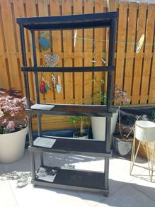 Shelving for a garden shed.