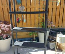 Shelving for a garden shed.