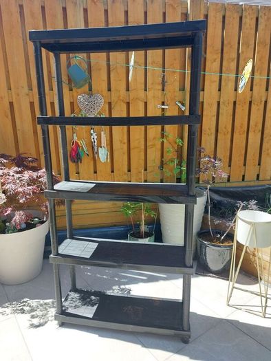 Shelving for a garden shed.