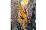 Stunning yellow floral plisse dress S M L Postage included