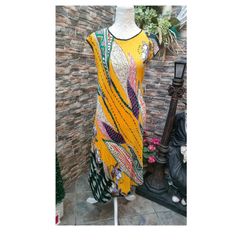 Stunning yellow floral plisse dress S M L Postage included