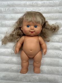 Vintage 1985 Cititoy Precious Love All Vinyl Poseable Doll Blonde Freckles tangled hair Used Please see pictures