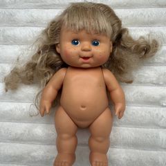 Vintage 1985 Cititoy Precious Love All Vinyl Poseable Doll Blonde Freckles tangled hair Used Please see pictures