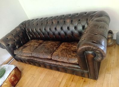 antique chesterfield in rare cigar brown