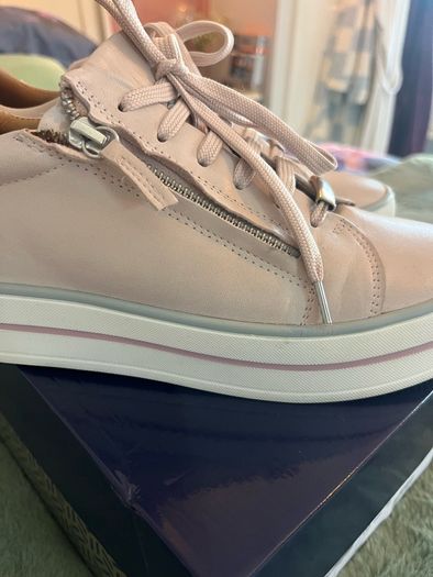 NEW Carl Scarpa Fissato Side Zip Platform Runners / Trainers - Blush Pink Leather - Size 6 / EU39