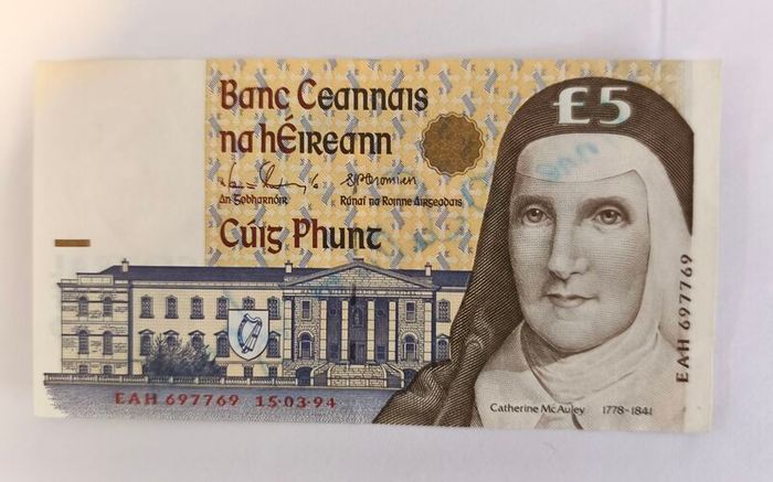 Irish Catherine McAuley 1994 5 Pound Banknote