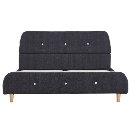 Bed Frame Dark Grey Fabric 135x190 cm