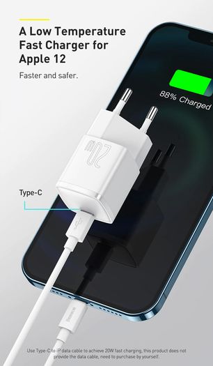 USB Type C Charger 20W Portable USB C Charger Support Type C PD Fast Charging For iPhone 12 Pro Max 11 Mini 8 Plus