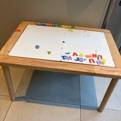 Trofast kids table with 2 bins
