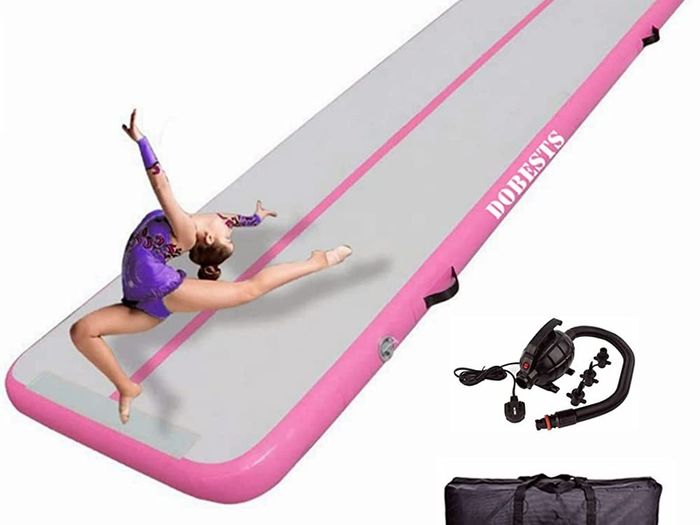 Air Tumbling Track Gymnastics Mat Inflatable 10ft 13ft 16ft 20ft Tumble Mats 4 Inch Thickness Air Roller Gymnastics Barrel Back Handspring Trainer /Yoga/Training/Cheerleading/Water Fun with Electric Pump (FREE POSTAGE)