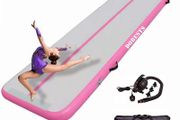 Air Tumbling Track Gymnastics Mat Inflatable 10ft 13ft 16ft 20ft Tumble Mats 4 Inch Thickness Air Roller Gymnastics Barrel Back Handspring Trainer /Yoga/Training/Cheerleading/Water Fun with Electric Pump (FREE POSTAGE)