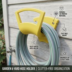 Wall mount hose holder for garden hose and more