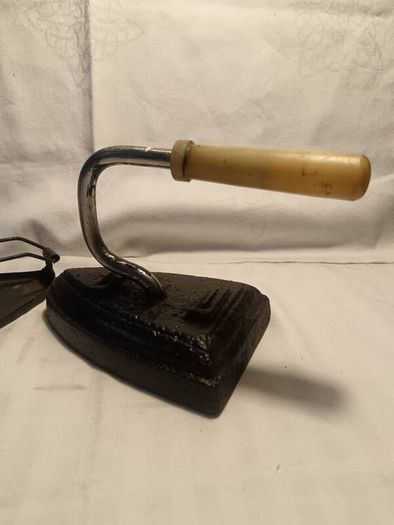 19th Century "Sad" Cast Iron and Cradle
