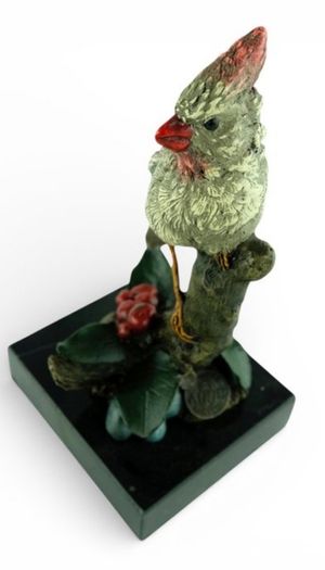 Northern Cardinal Bird - Cold Painted Bronze, Signed