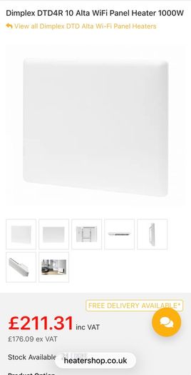 Heater Wi fi wall mount 1 Kw up to 30 degrees