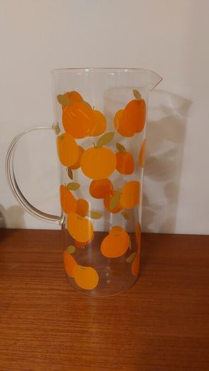 Fabulous Clear Glass Pitcher with Oranges Pattern- Perfect for Pimms on the Lawn or Any Other Special Occasion!