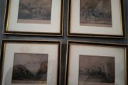Set of Four Framed Antique English Horse and Hunting