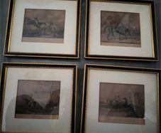 Set of Four Framed Antique English Horse and Hunting