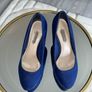 Ladies Dorothy Perkins Royal Blue Faux-suede Platform Court Shoes Image 8