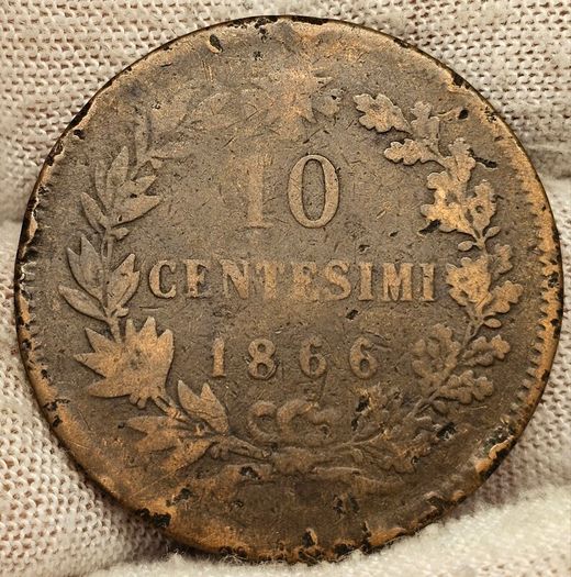 Italy 1866 10 Centesimi Coin