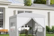 3 x 3m Pop Up Gazebo, Wedding Party Canopy Tent Marquee with Carry Bag and Windows, White