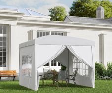 3 x 3m Pop Up Gazebo, Wedding Party Canopy Tent Marquee with Carry Bag and Windows, White