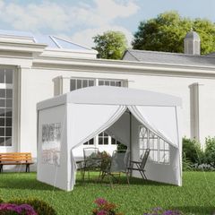 3 x 3m Pop Up Gazebo, Wedding Party Canopy Tent Marquee with Carry Bag and Windows, White