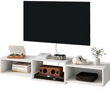 Floating TV Stand Wall Mounted,Wood TV Cabinet Media Console Shelf,Floating TV Unit for Under TV Storage for Living Room Bedroom Office,White