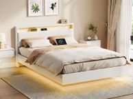 main image for ad Bed frame with LED lighting and charging station 140 x 200 cm