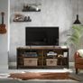 TV Cabinet, TV Shelf, Lowboard for TVs up to 65 inches, 4 Open Compartments, Adjustable Shelves, Industrial Design, Vintage Brown/Black Image 2