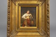 Gallery Quality Oil On Board After Eugen Von Blaas , The Water Carrier