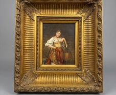 Gallery Quality Oil On Board After Eugen Von Blaas , The Water Carrier