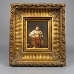 Gallery Quality Oil On Board After Eugen Von Blaas , The Water Carrier