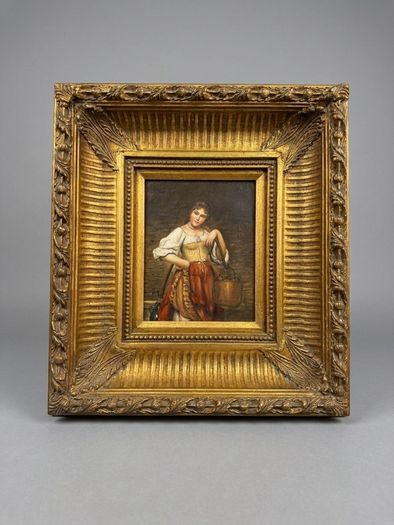 Gallery Quality Oil On Board After Eugen Von Blaas , The Water Carrier