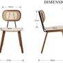 Dining Room Chairs, Set of 2, PU Leather Kitchen Chairs with Rattan Backrest, Accent Chairs Made of Wood for Dining Room, Living Room, Kitchen (Beige) Image 2