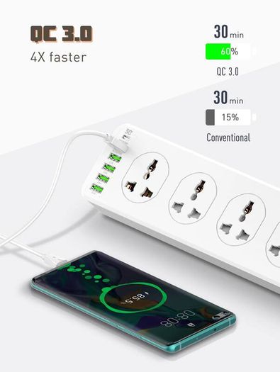 Power Station Strip Universal 10port + 5 USB & 1 Type C