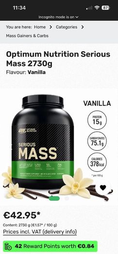 Optimum Nutrition Serious Mass 2730g
