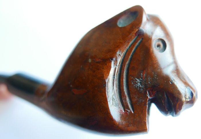 Vintage Real Briar Carved Wood  Smokers Pipe