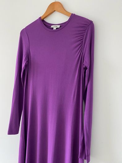 COS  Long-Sleeved Gathered Jersey Midi Dress
