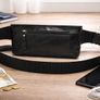 Black Genuine Leather Crossbody Waist Bag for Men & Women Handmade Leather Belt Bag Image 2