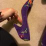 Decorated purple shoes with flowers and leaves Image 5