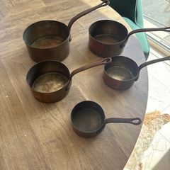 Five vintage copper pots