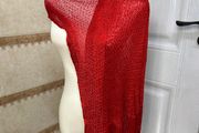 Bright Red Fringe Scarf  Shawl